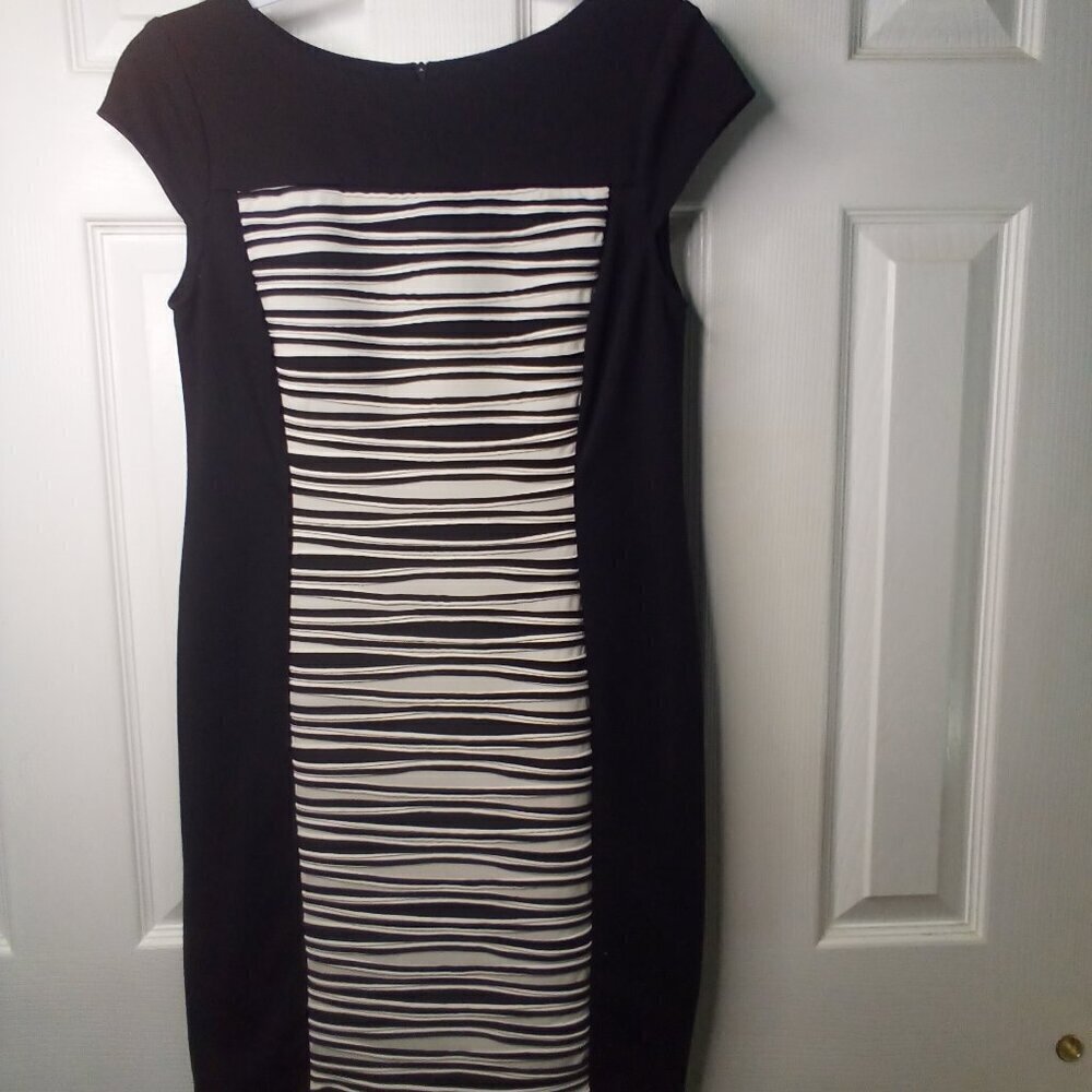 Roz & Ali Dress Women 6 Petite Short Sleeve Classic Career Black White